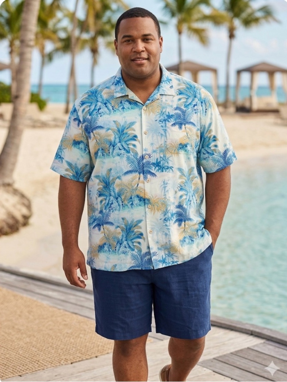 Tommy Bahama Mangrove jungle palm tree silk  XXXL short sleeve Hawaiian shirt